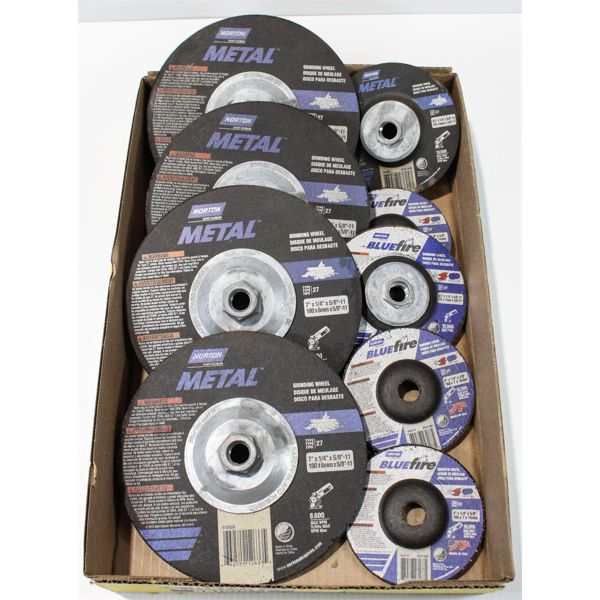 FLAT OF ASSORTED METAL GRINDING WHEELS