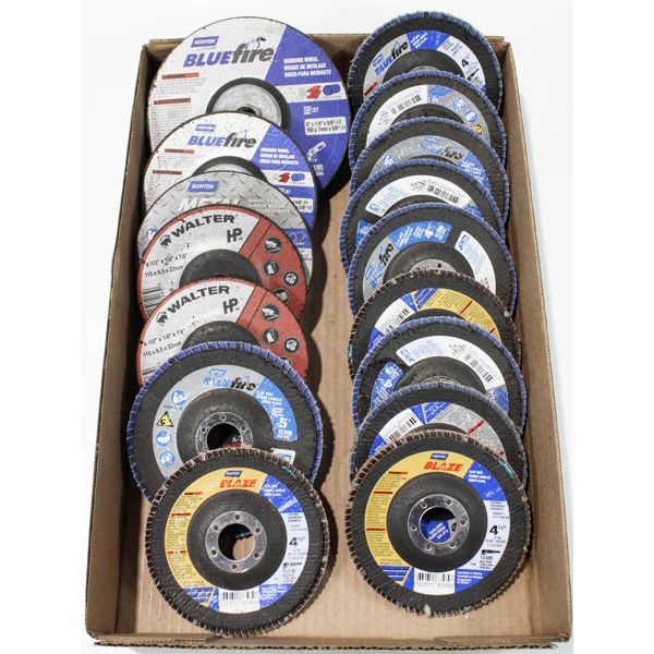 FLAT OF MOSTLY 4 1/2" FLAP GRINDING DISCS