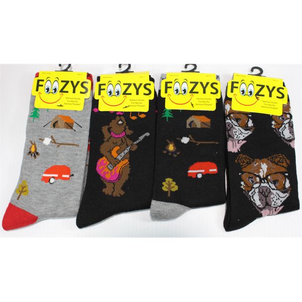 FOOZYS NOVELTY SOCKS - CAMPING AND DOG MOTIFS