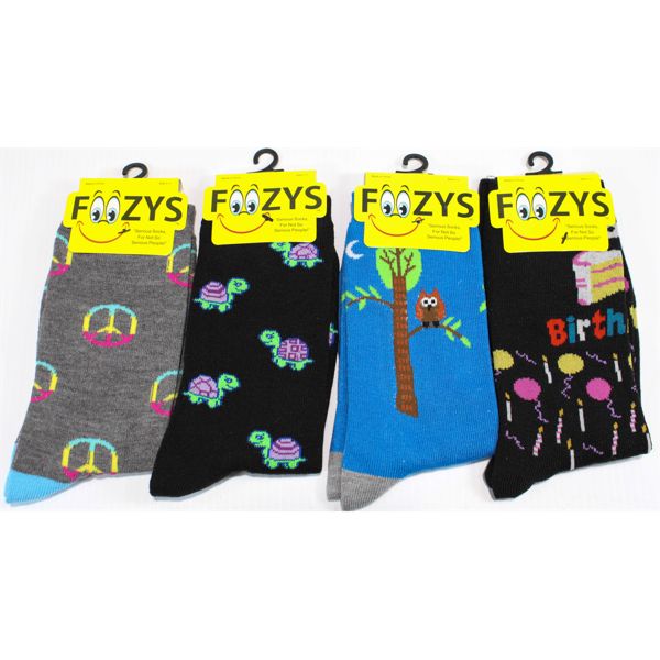 FOOZYS NOVELTY SOCKS - PEACE/BIRTHDAY/TURTLES/OWLS