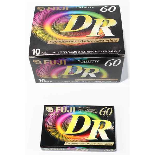10 PACK FUJI DR60 CASSETTE TAPE, SEALED