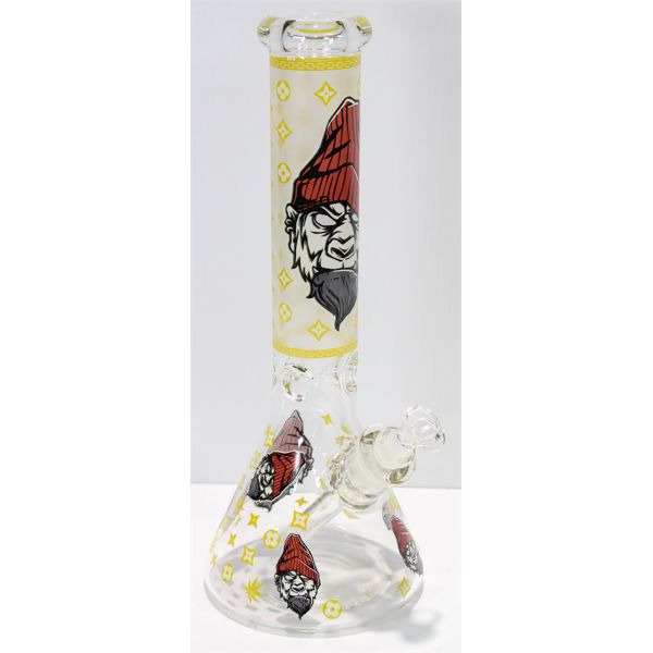 14" YELLOW APE IN BEANIE DESIGN BEAKER TUBE BONG