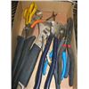 Image 1 : BOX OF ASSORTED PLIERS, CRESCENT WRENCH, ETC.