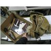 Image 1 : BOX OF MISC. LEATHER NAIL POUCHES, WOOD PLANE, CARPENTRY