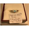 Image 1 : LADIES 18KT RING W/2 DIAMONDS & 1 LIGHT BLUE STONE - SIZE 7