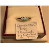 Image 1 : LADIES 18KT RING W/2 DIAMONDS & 1 LIGHT BLUE STONE - SIZE 7