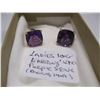 Image 3 : LADIES 10KT EARRINGS (PR) - PURPLE STONE (BACKING 14KT)