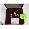 Image 2 : LADIES 10KT NECKLACE & EARRINGS (SET) - GARNET & SMALL DIAMONDS