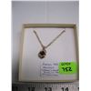 Image 2 : LADIES 10KT NECKLACE - GARNET & SMALL DIAMONDS - 4 G - 22" CHAIN