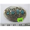 Image 1 : SIGNED SILVER & TURQOISE BELT BUCKLE