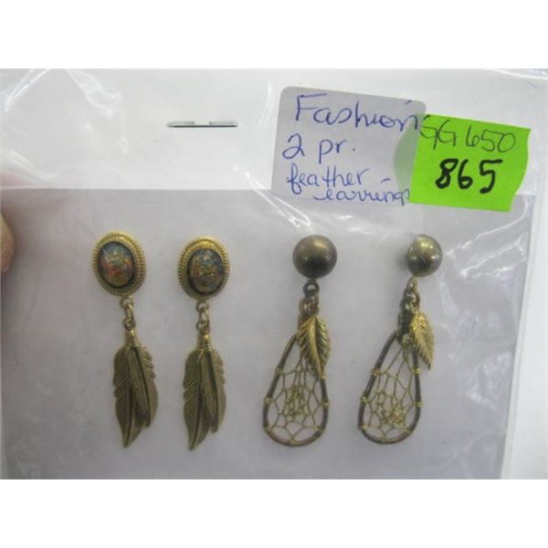 2 PAIR OF FEATHER EARRINGS