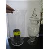 Image 1 : LARGE GLASS CANDLE HOLDER & THE LIDDED VASE