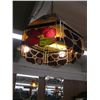 Image 2 : LEADED GLASS HANGING LIGHT FIXTURE