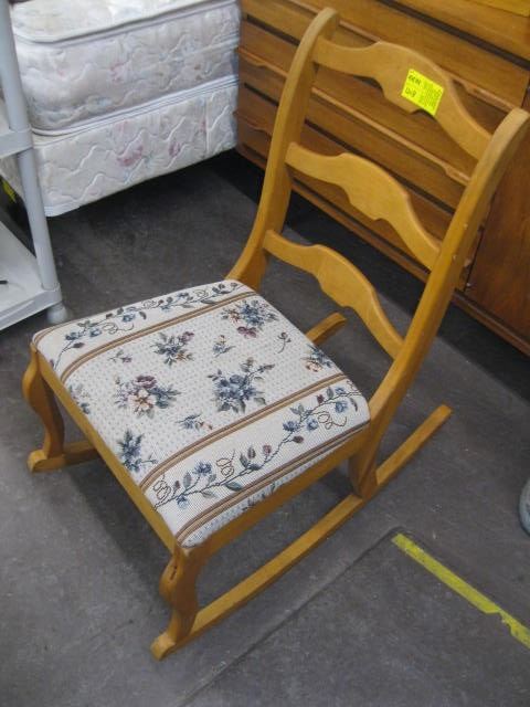 Slipper Rocker SOLID WOOD SLIPPER ROCKER W/UPHOLSTERED SEAT