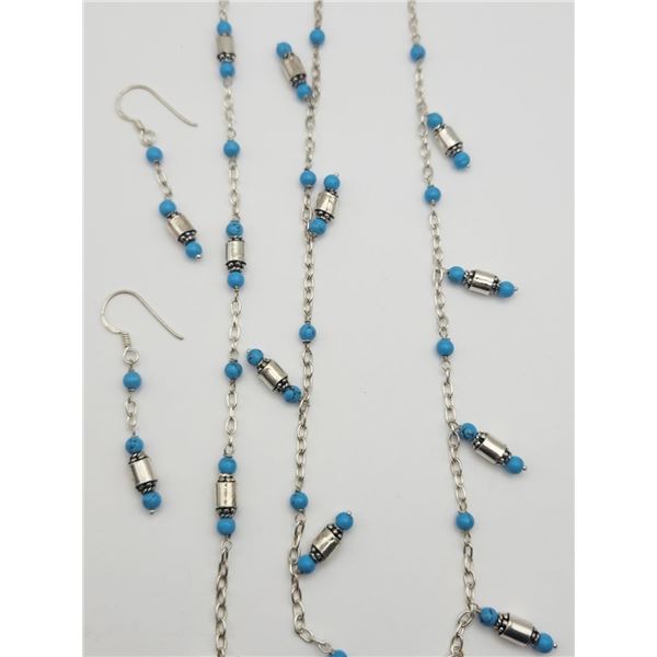 3 PIECE SET! STERLING NECKLACE WITH HOWLITE