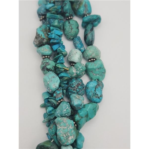 7.5 INCH MULTI STRANDED TURQUOISE BEADED