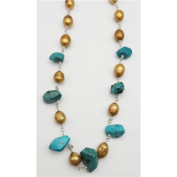 SOUTHWESTERN 925 TURQUOISE AND CULTURED