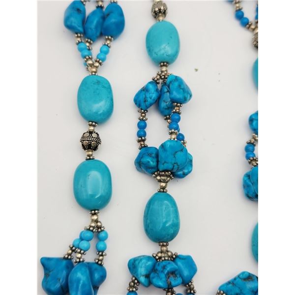 SET! MULTI STRANDED TURQUOISE & 925 BEADED