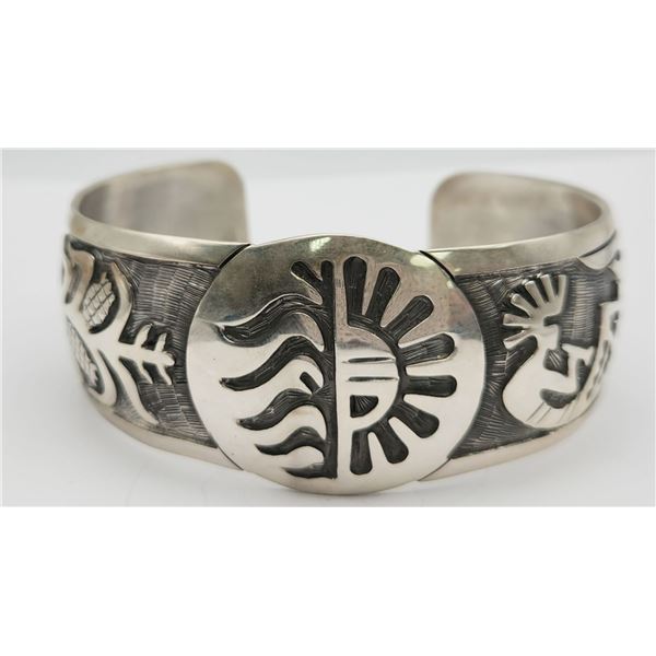 KOKOPELLI STERLING ARM BAND/CUFF-MARKED MEXICO