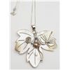 Image 1 : CARVED SHELL FLOWER PENDANT WITH STERLING