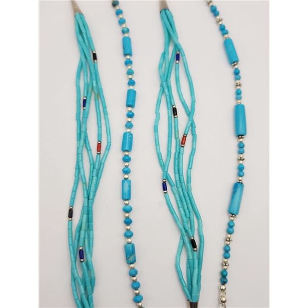 4-FAUX TURQUOISE & 925 BEADED BRACELETS