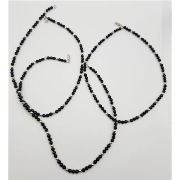 3-16 INCH STERLING AND BLACK BEADED