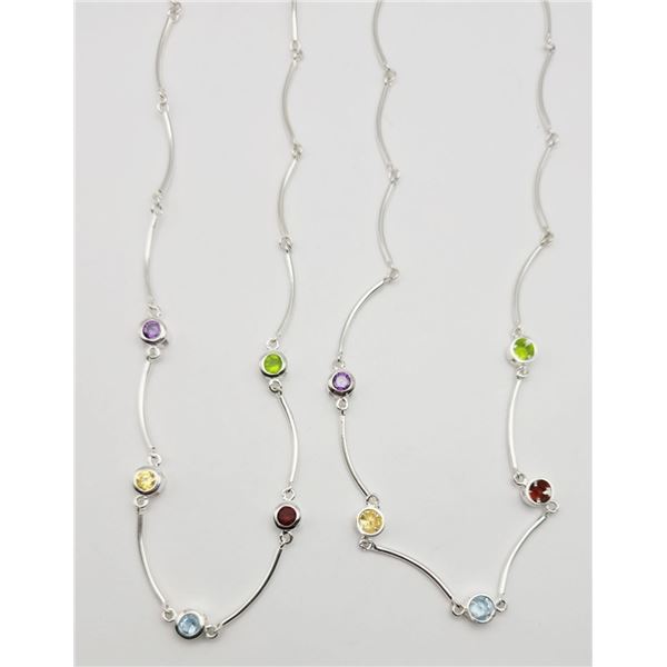 2-NEW! 16 IN STERLING NECKLACES WITH MULTI