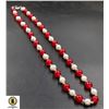 Image 1 : #202-NATURAL FRESH WATER PEARL & RED JADE NECKLACE