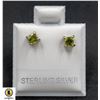 Image 1 : #08-NATURAL UNTREATED PERIDOT 3.2MM STUD EARRINGS