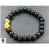 Image 1 : #193-NATURAL BLACK OBSIDIAN DRAGON BEAD BRACELET
