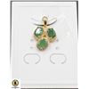 Image 1 : #255-NATURAL UNHEATED EMERALD 5 X 7 & CZ PENDANT