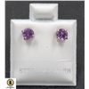 #19-NATURAL PURPLE AMETHYST 4MM STUD EARRINGS