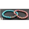 Image 1 : #171-NATURAL RHODOCHROSITE & TURQUOISE BRACELET