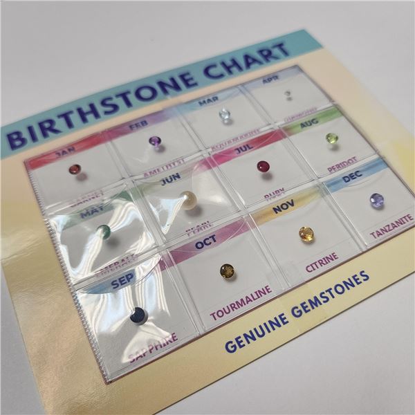 BZ1327-34 GENUINE GEMSTONE BIRTH STONE CHART