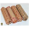 Image 1 : 3 ROLLS OF UNSEARCHED PENNIES & 1 ROLL OF NICKLES