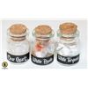 Image 1 : 3 MINI CORK LID JARS OF GEMSTONES: WHITE AGATE,