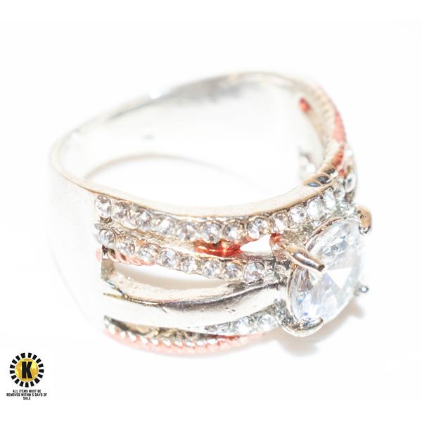 NEW SILVER PLATED MULTI-STONE RING SIZE 9