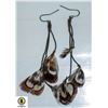 NEW LADIES FEATHERED DANGLE COSTUME EARRINGS