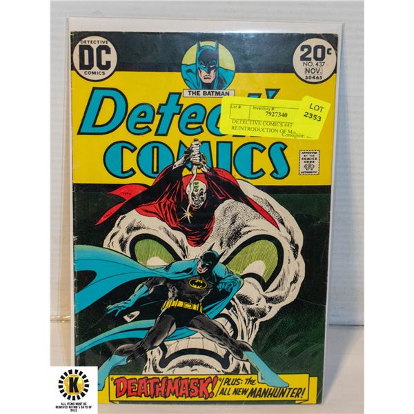 DETECTIVE COMICS #437 REINTRODUCTION OF MANHUNTER