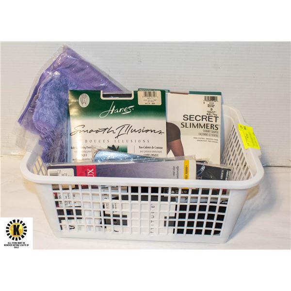 LOT OF HOSIERY BLACK, SIZE XL, INCLUDES 1 LILAC