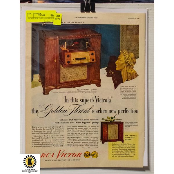 RCA VICTOR 1940'S ADVERTISEMENT