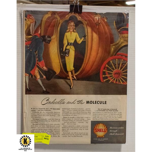 SHELL GASOLINE ADVERTISEMENT 1940'S- ORIGINAL