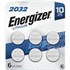 PACK OF 6 NEW ENERGIZER LITHIUM 2032 BATTERYS