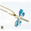 Image 1 : NEW GOLD PLATED DRAGONFLY ENAMEL IN LAY PENDANT ON