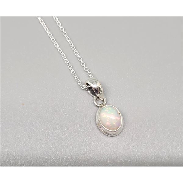 NATURAL OVAL ETHIOPIAN FIRE OPAL PENDANT