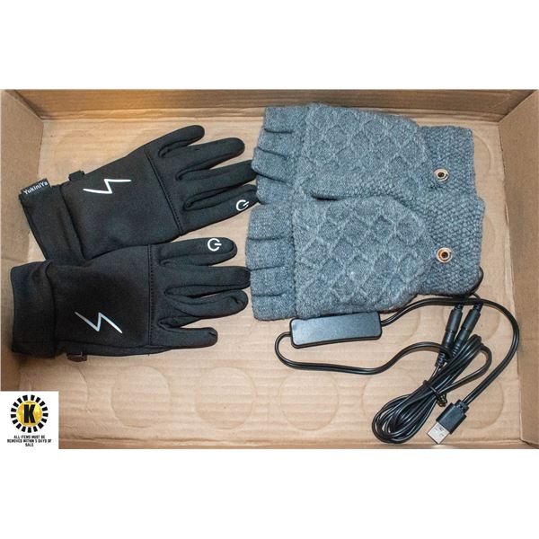 2 SETS OF GLOVES 1 IS USB HEATED / POWERED