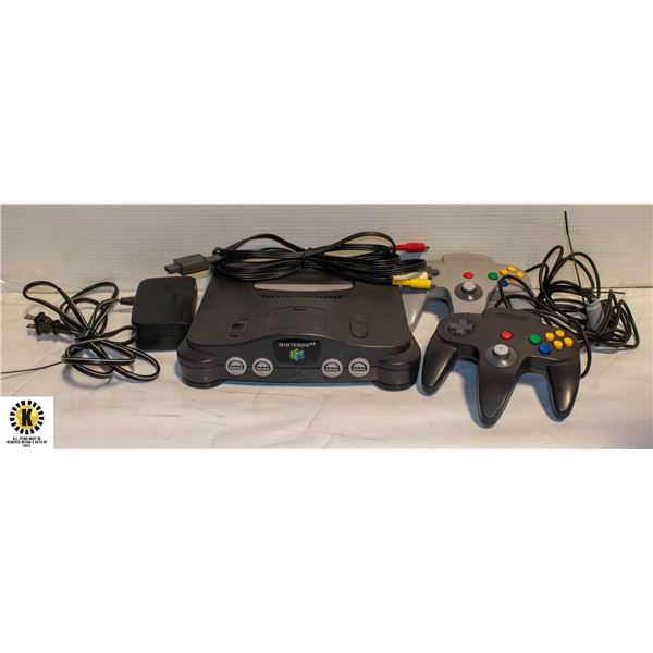 BOX WITH VINTAGE NINTENDO 64 CONSOLE WITH