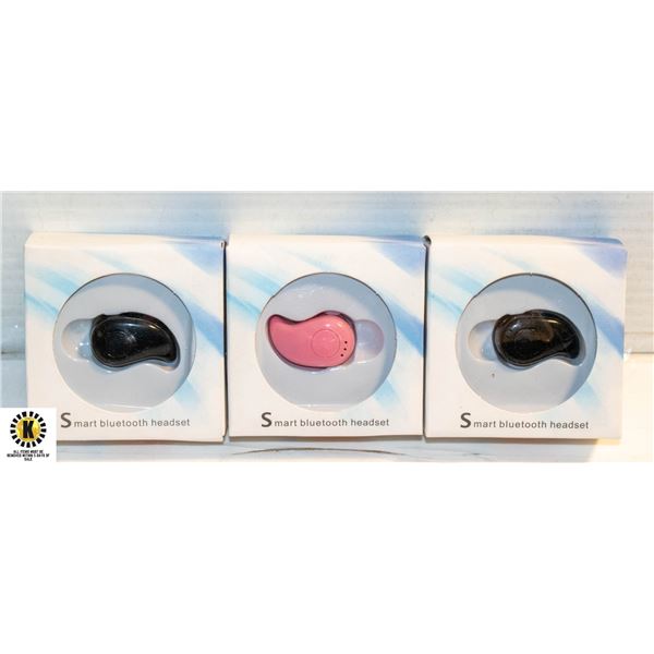 LOT OF 3 NEW BLUETOOTH HEADSETS