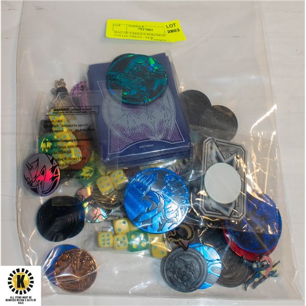 BAG OF VARIOUS POKEMON COLLECTIBLES - NEW