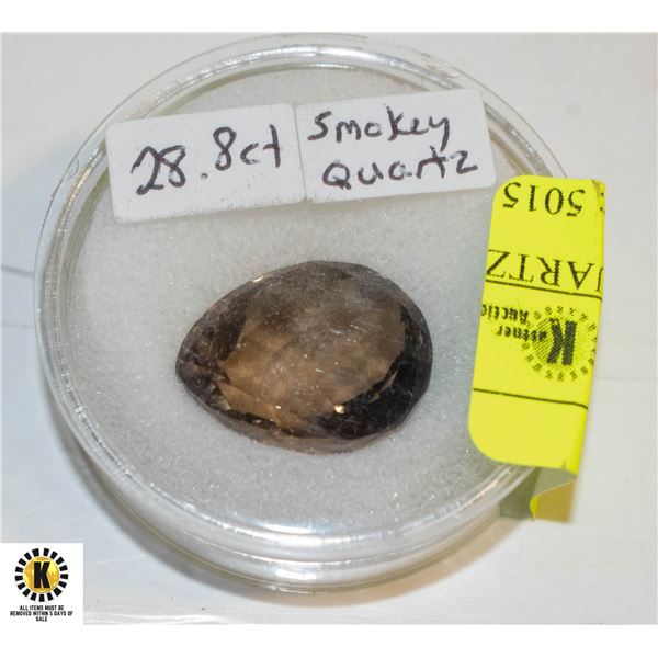 28.8CT GENUINE SMOKEY QUARTZ LOOSE GEMSTONE